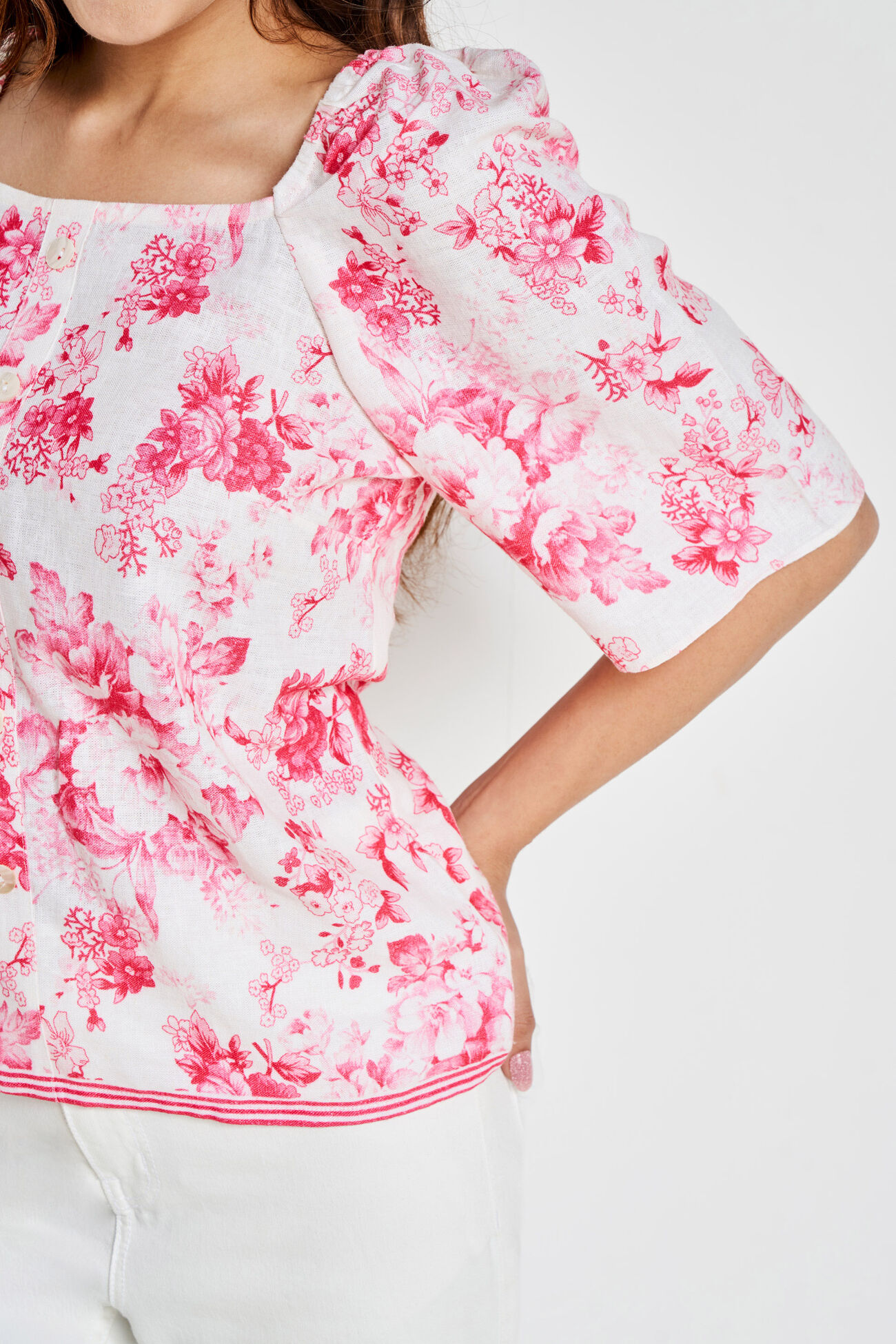 Pink Floral Straight Top, Pink, image 6